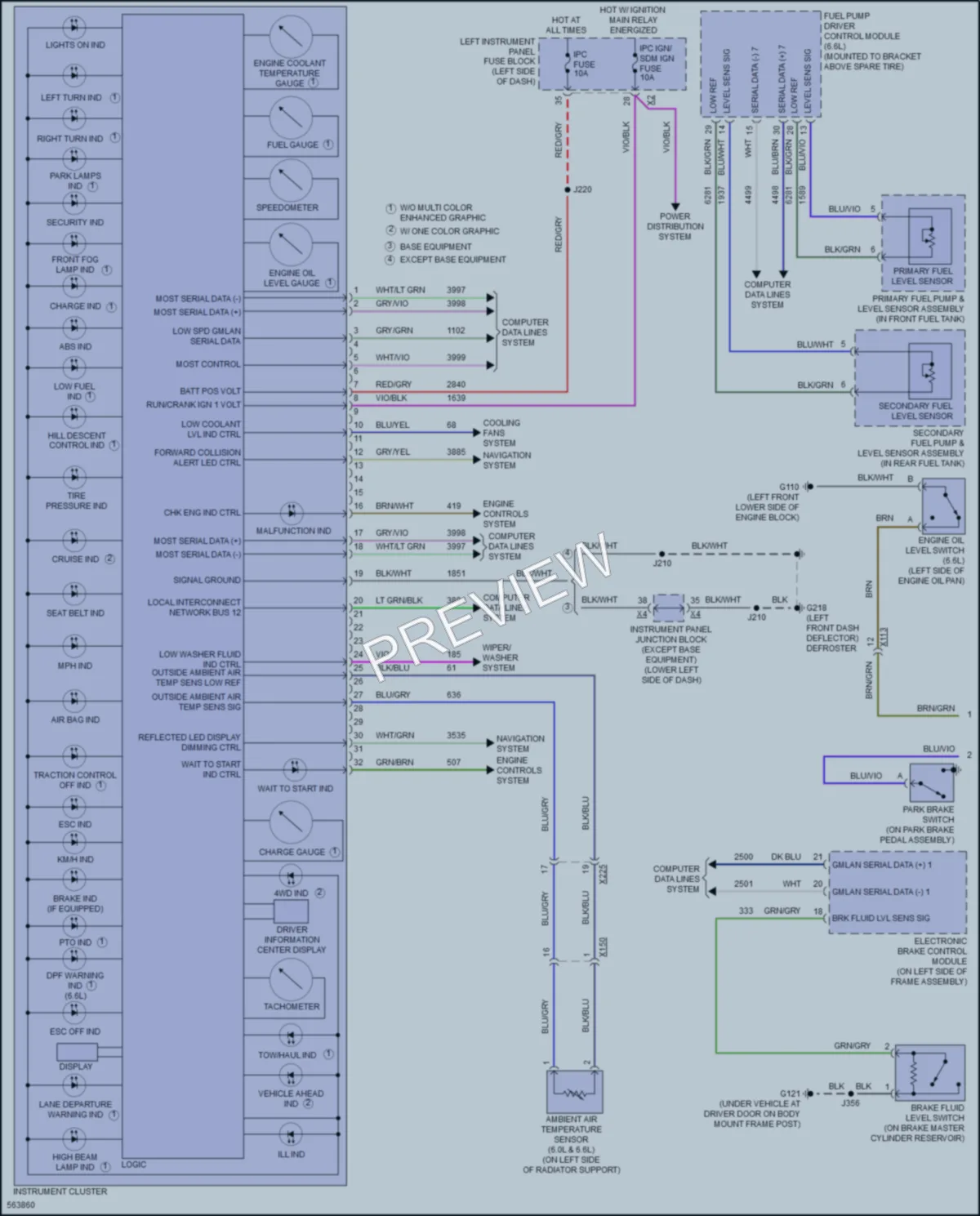 2017 GMC 2500HDSierra Instrument Cluster wiring diagram preview
