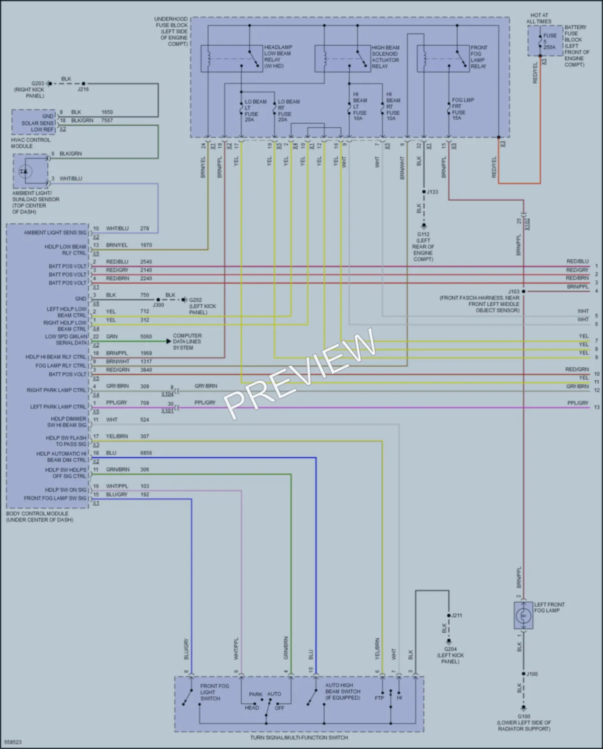 2017 GMC Acadia Headlights wiring diagram preview