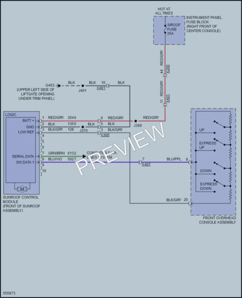 2017 GMC AcadiaDenali Power Top Sunroof wiring diagram preview