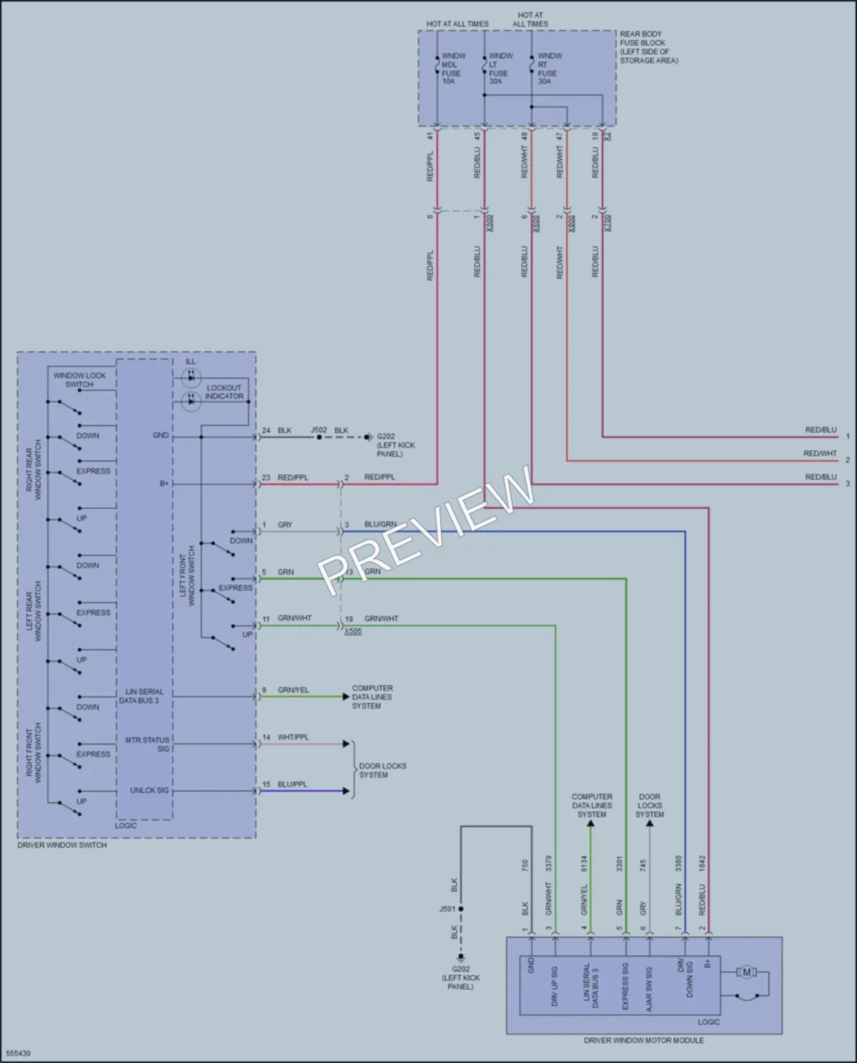 2017 GMC AcadiaDenali Power Windows wiring diagram preview