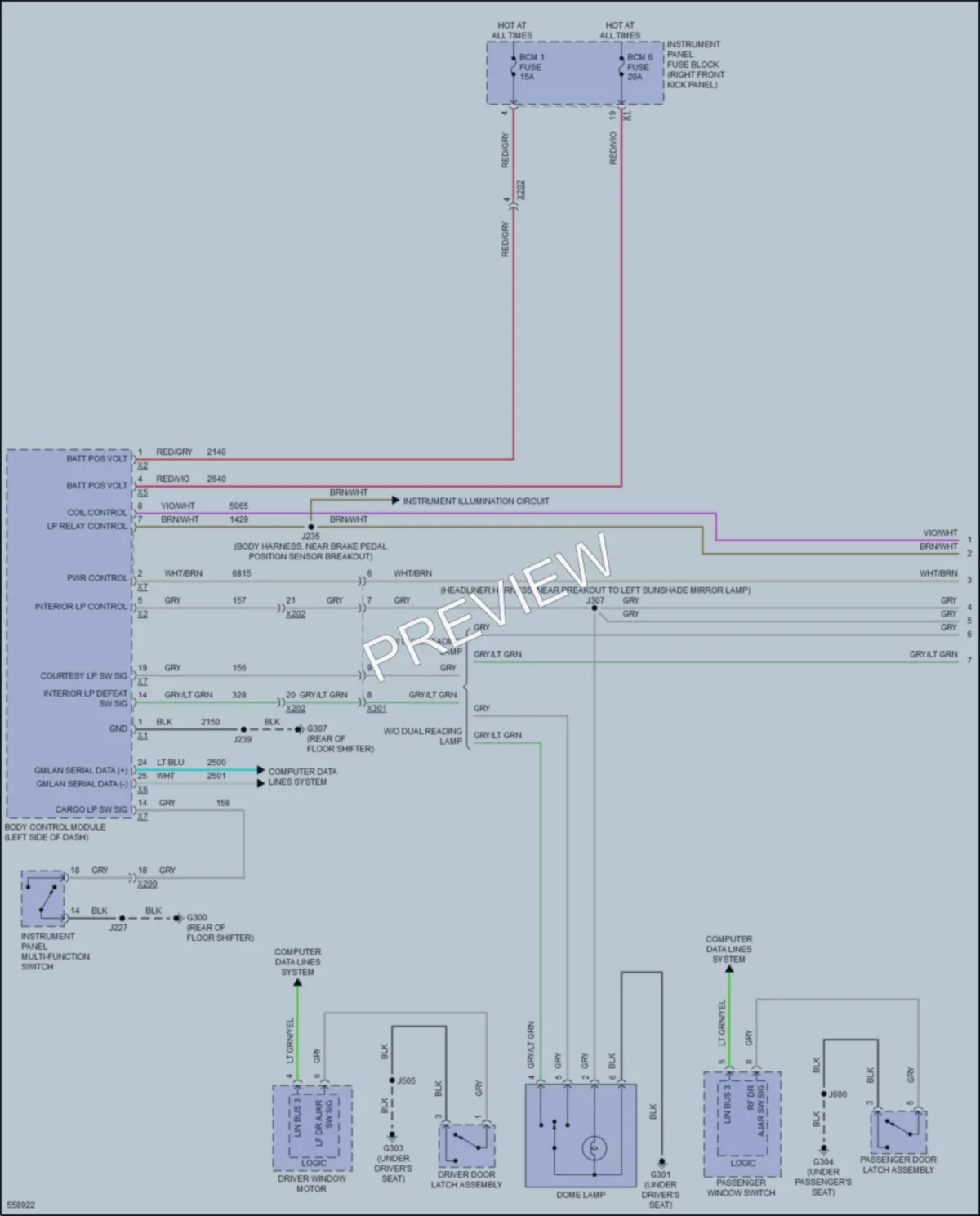 2017 GMC Canyon Interior Lights wiring diagram preview