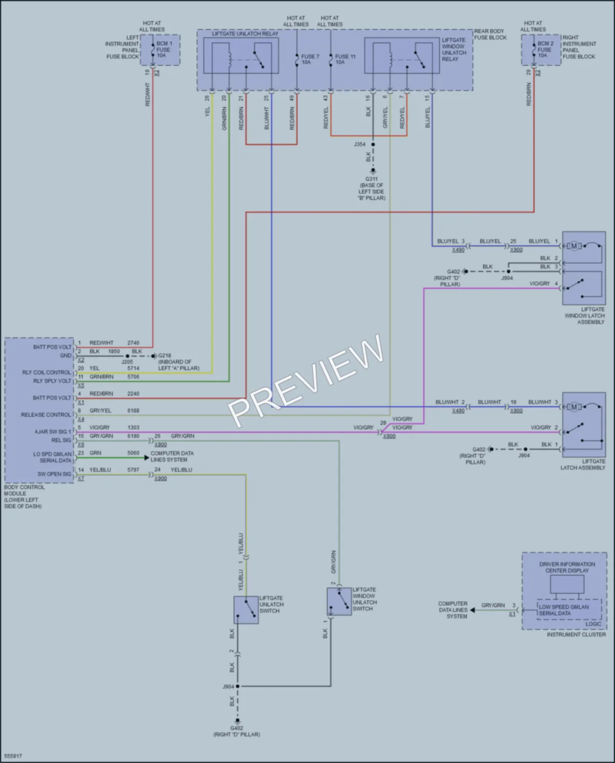 2017 GMC YukonXL Trunk Tailgate Fuel Door wiring diagram preview