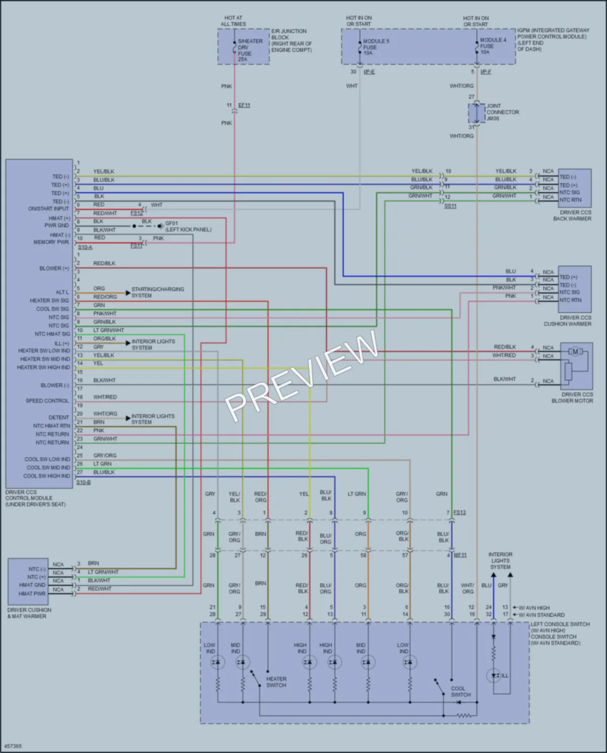 2017 Genesis G80 Power Seats wiring diagram preview