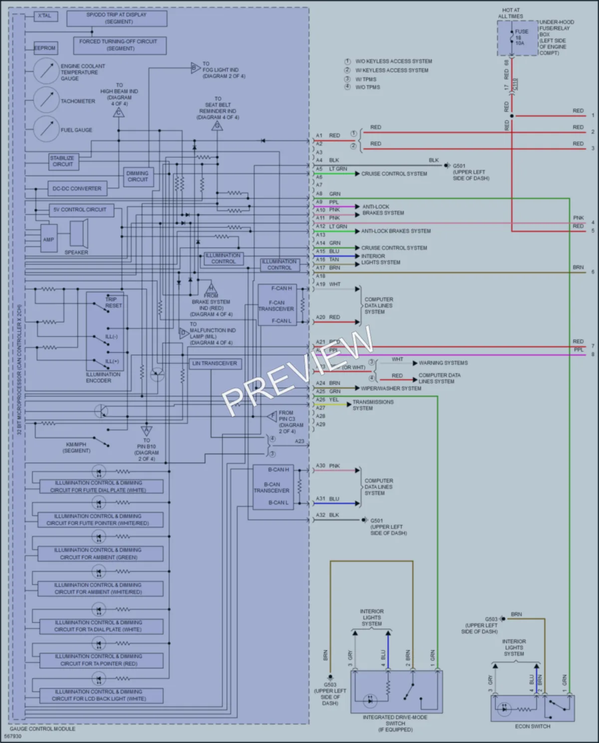 2017 Honda Civic Instrument Cluster wiring diagram preview