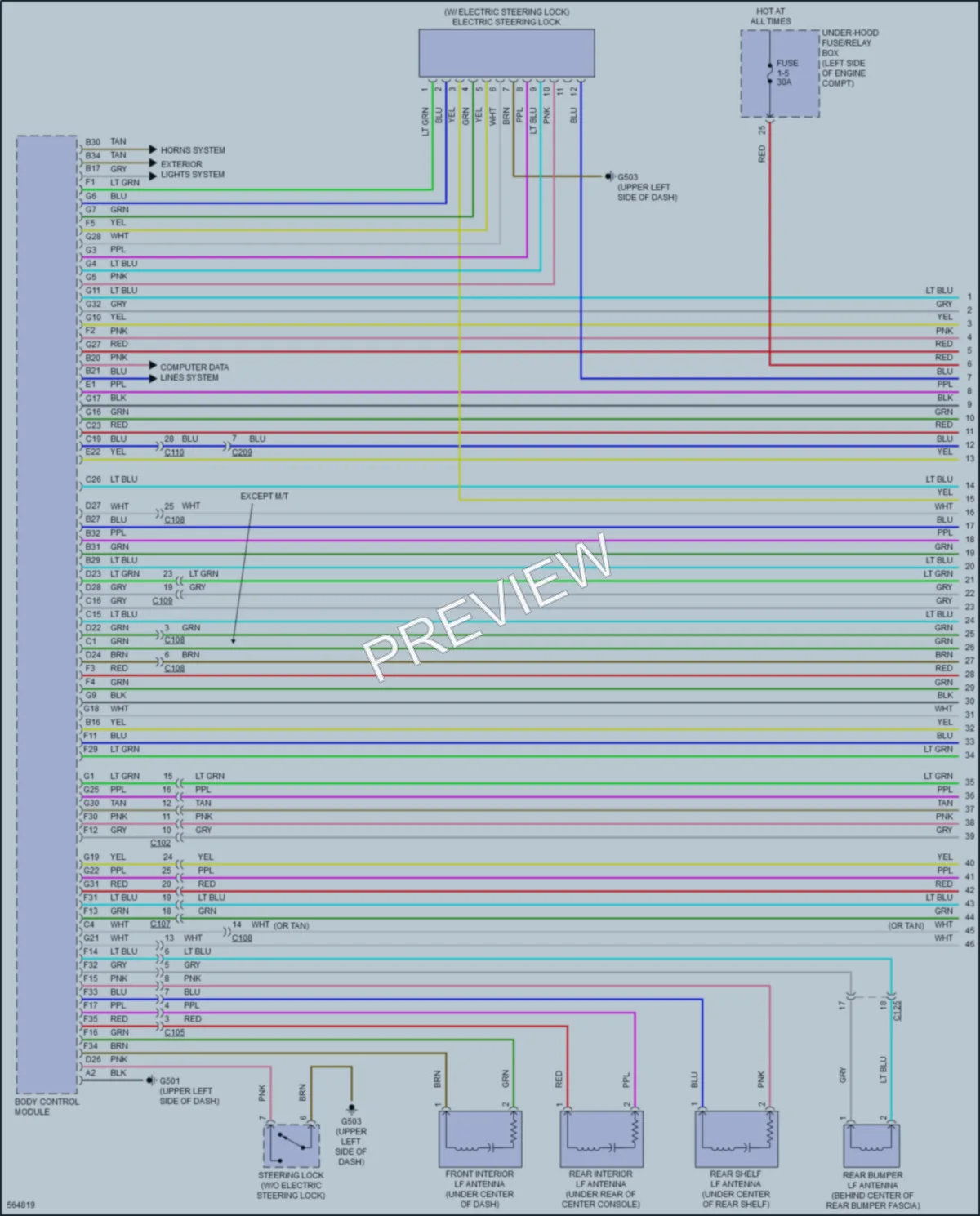 2017 Honda Civic Power Door Locks wiring diagram preview