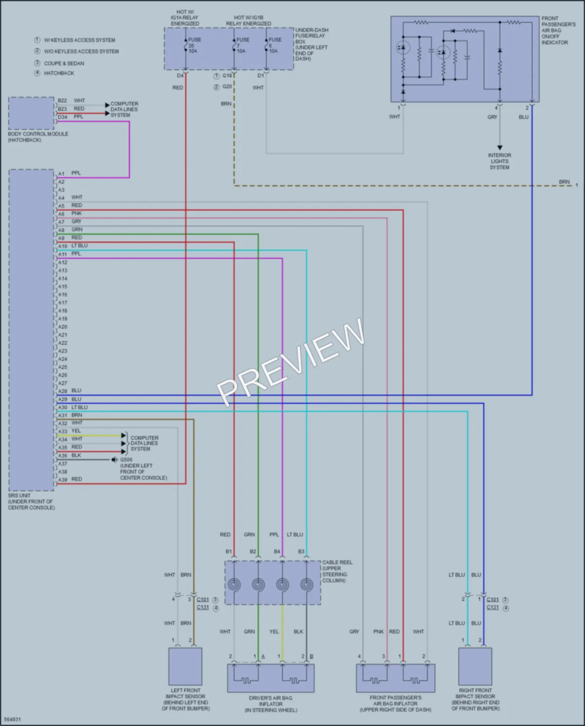 2017 Honda Civic Supplemental Restraints wiring diagram preview