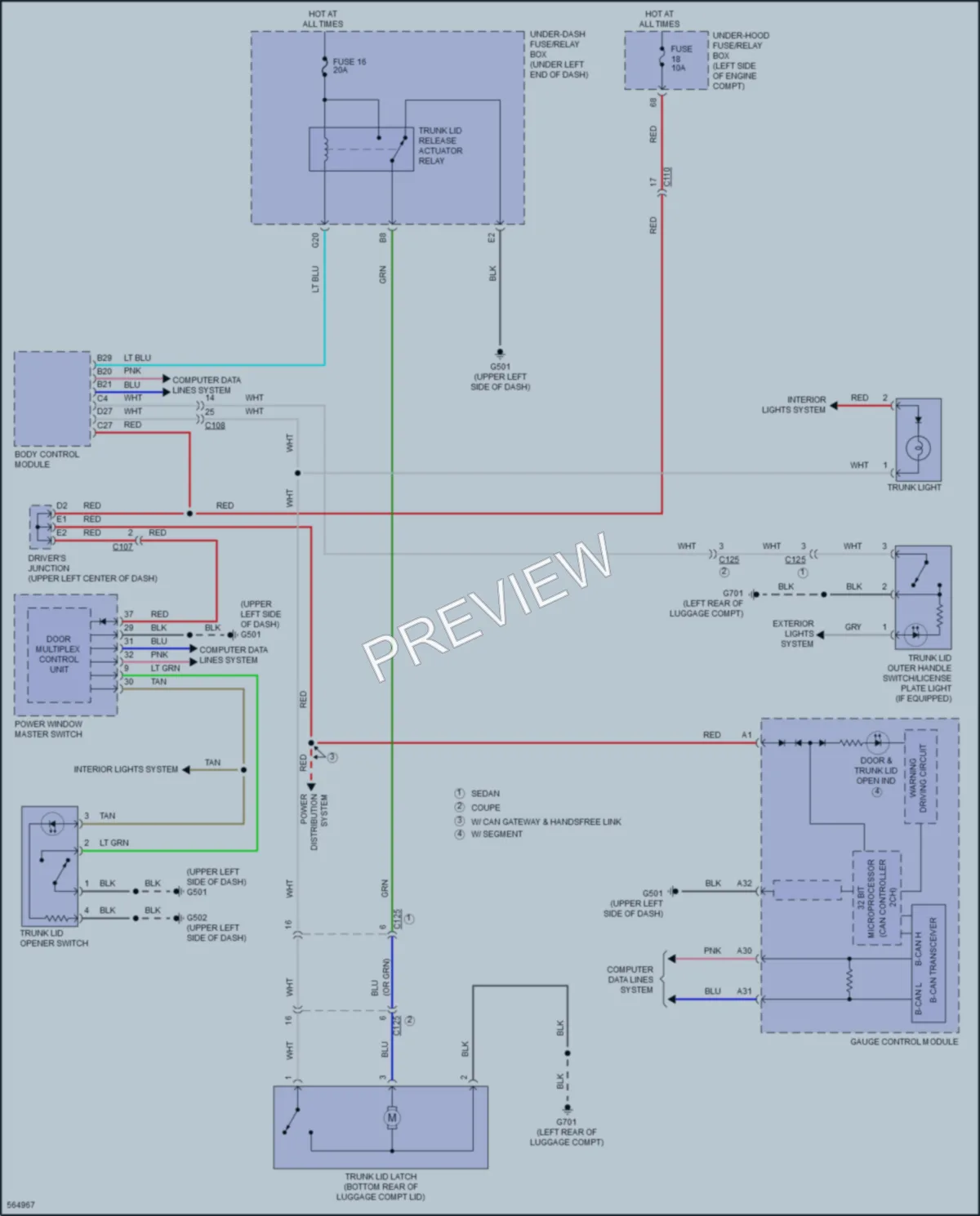 2017 Honda Civic Trunk Tailgate Fuel Door wiring diagram preview