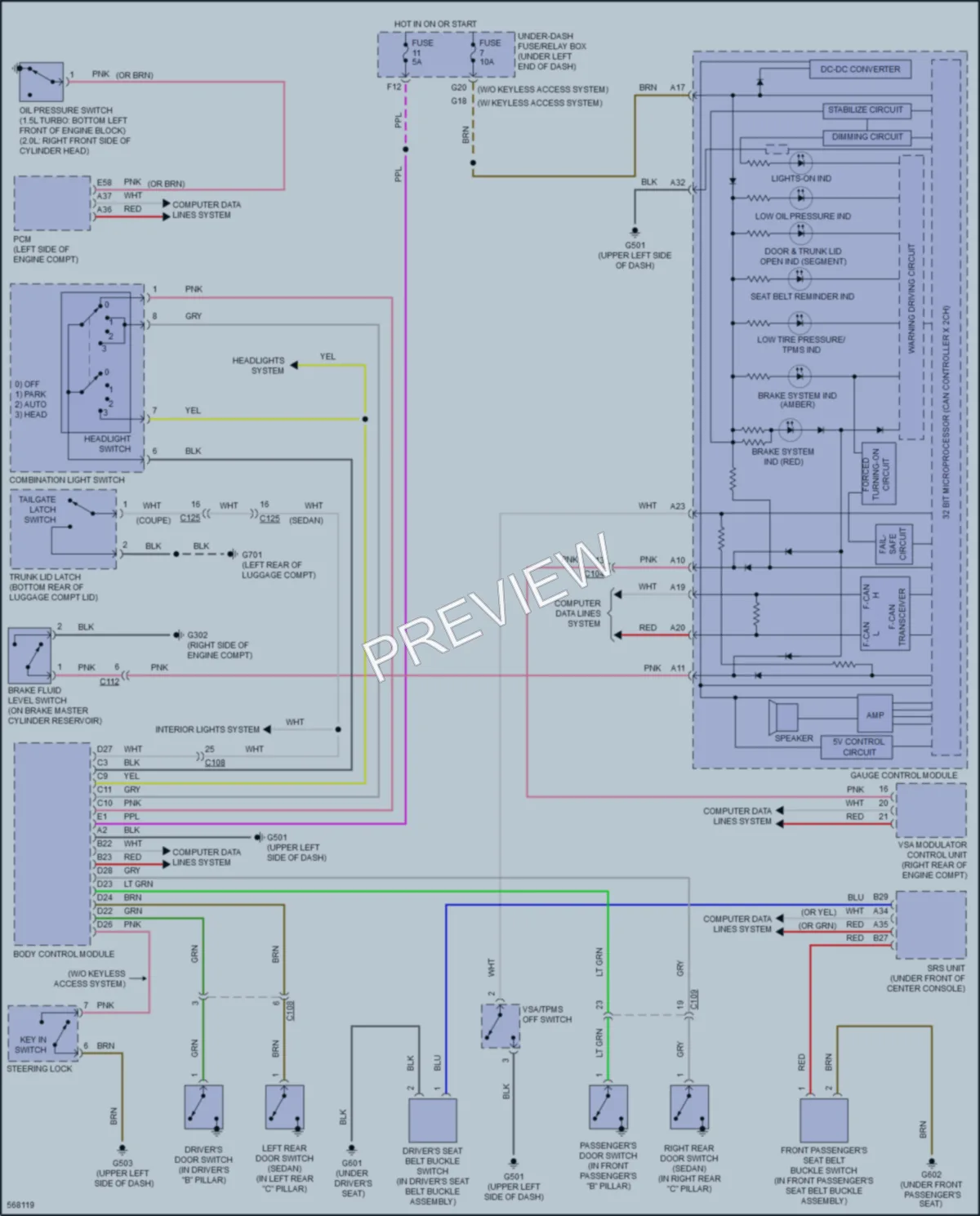 2017 Honda Civic Warning Systems wiring diagram preview
