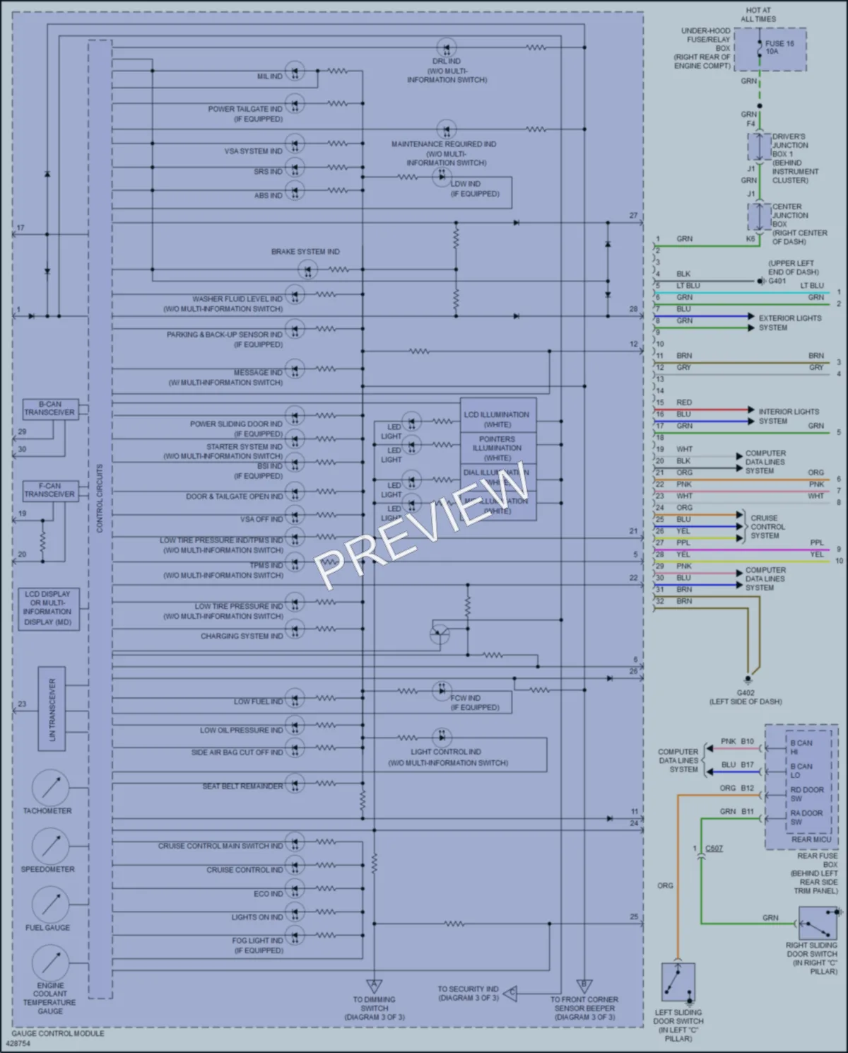 2017 Honda Odyssey Instrument Cluster wiring diagram preview