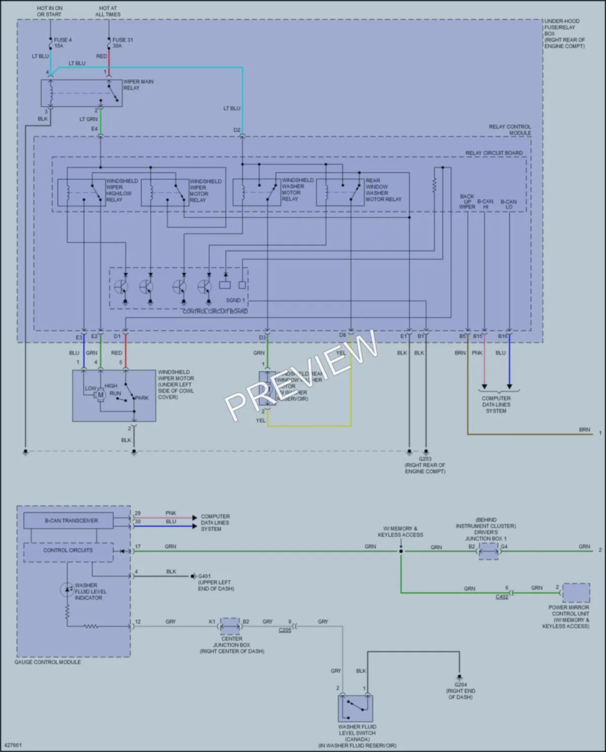 2017 Honda Odyssey Wiper Washer wiring diagram preview