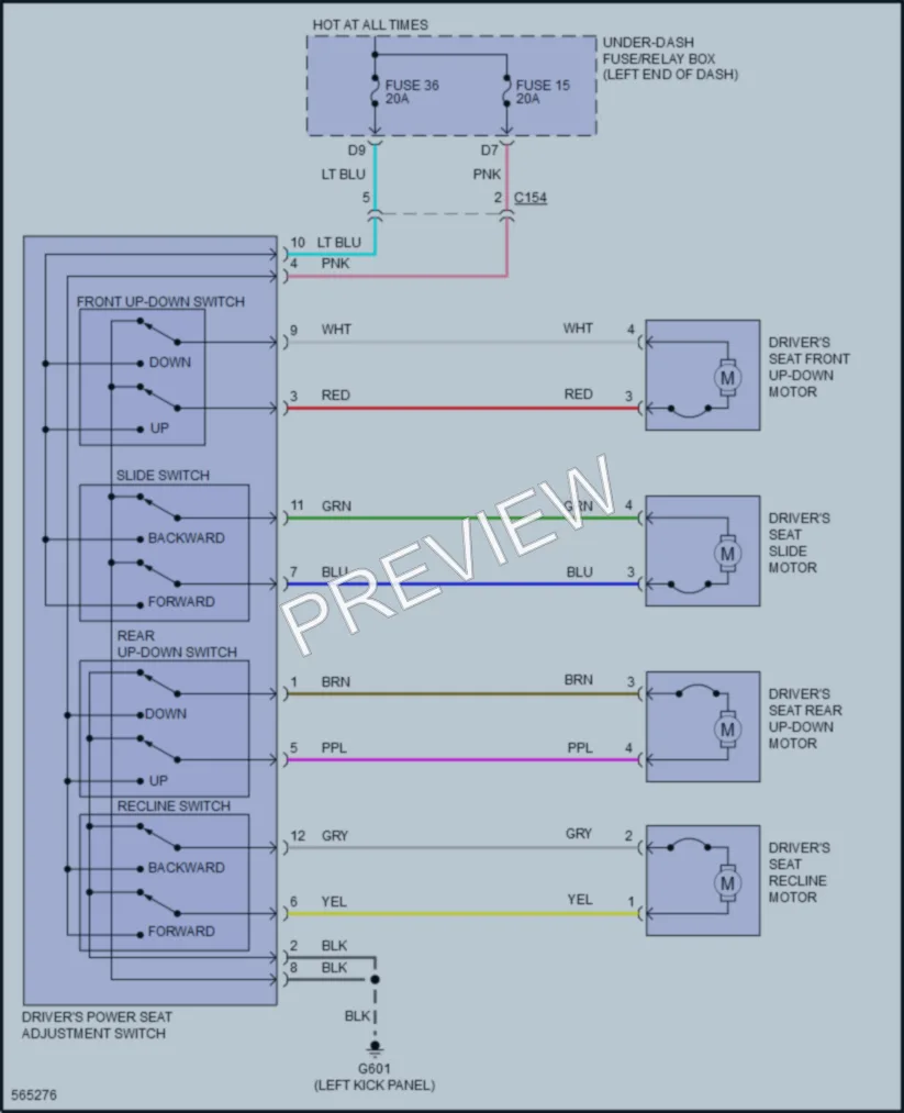 2017 Honda Pilot Power Seats wiring diagram preview