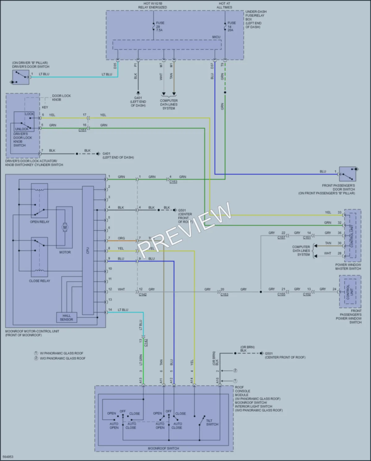 2017 Honda Pilot Power Top Sunroof wiring diagram preview