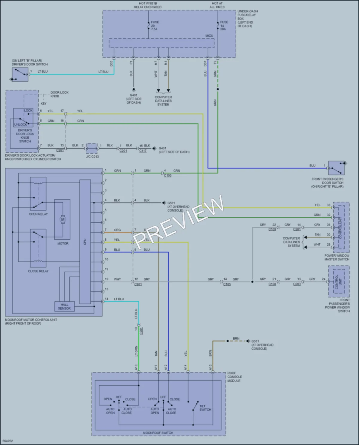 2017 Honda Ridgeline Power Top Sunroof wiring diagram preview