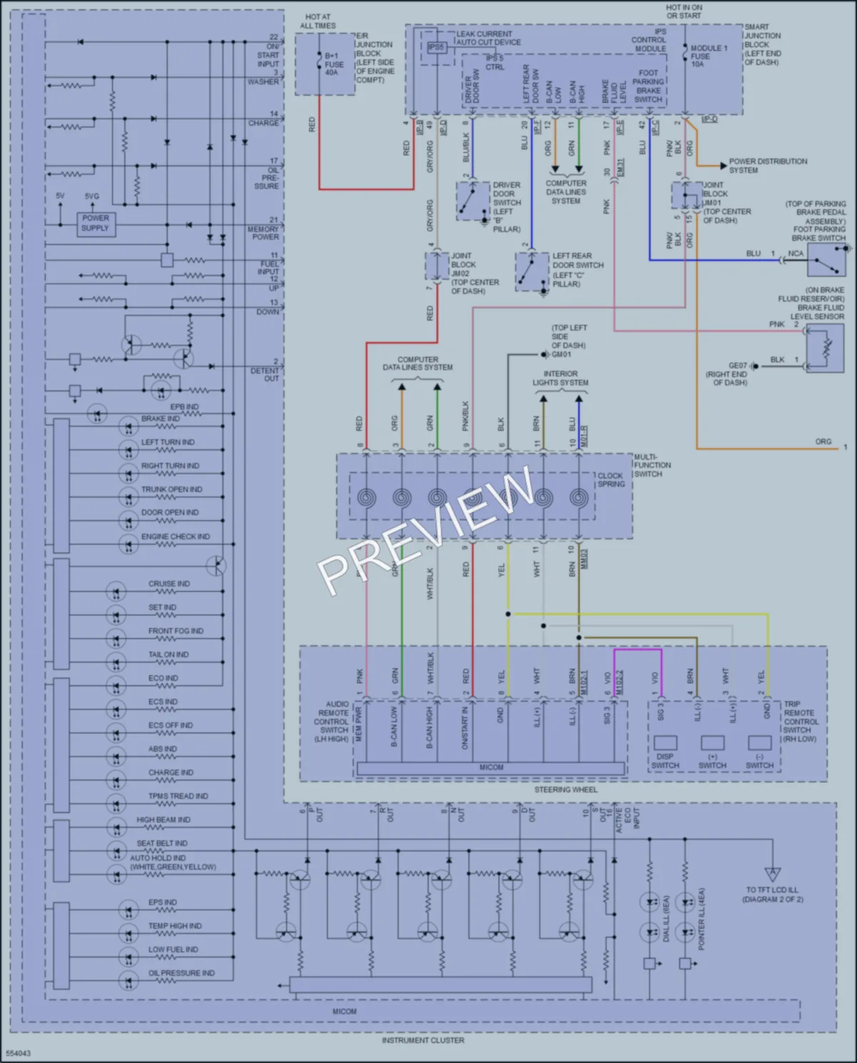 2017 Hyundai Azera Instrument Cluster wiring diagram preview
