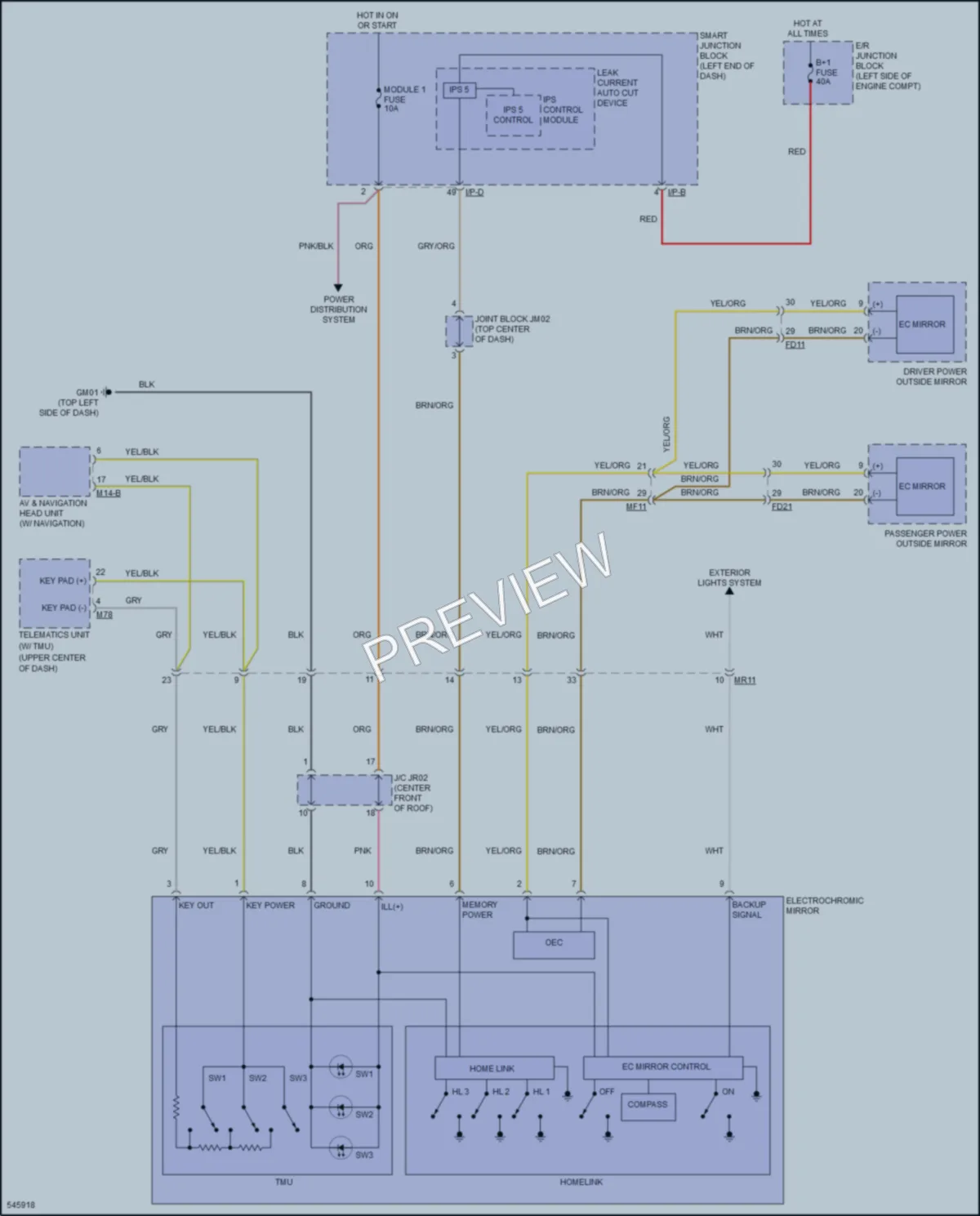 2017 Hyundai Azera Power Mirrors wiring diagram preview