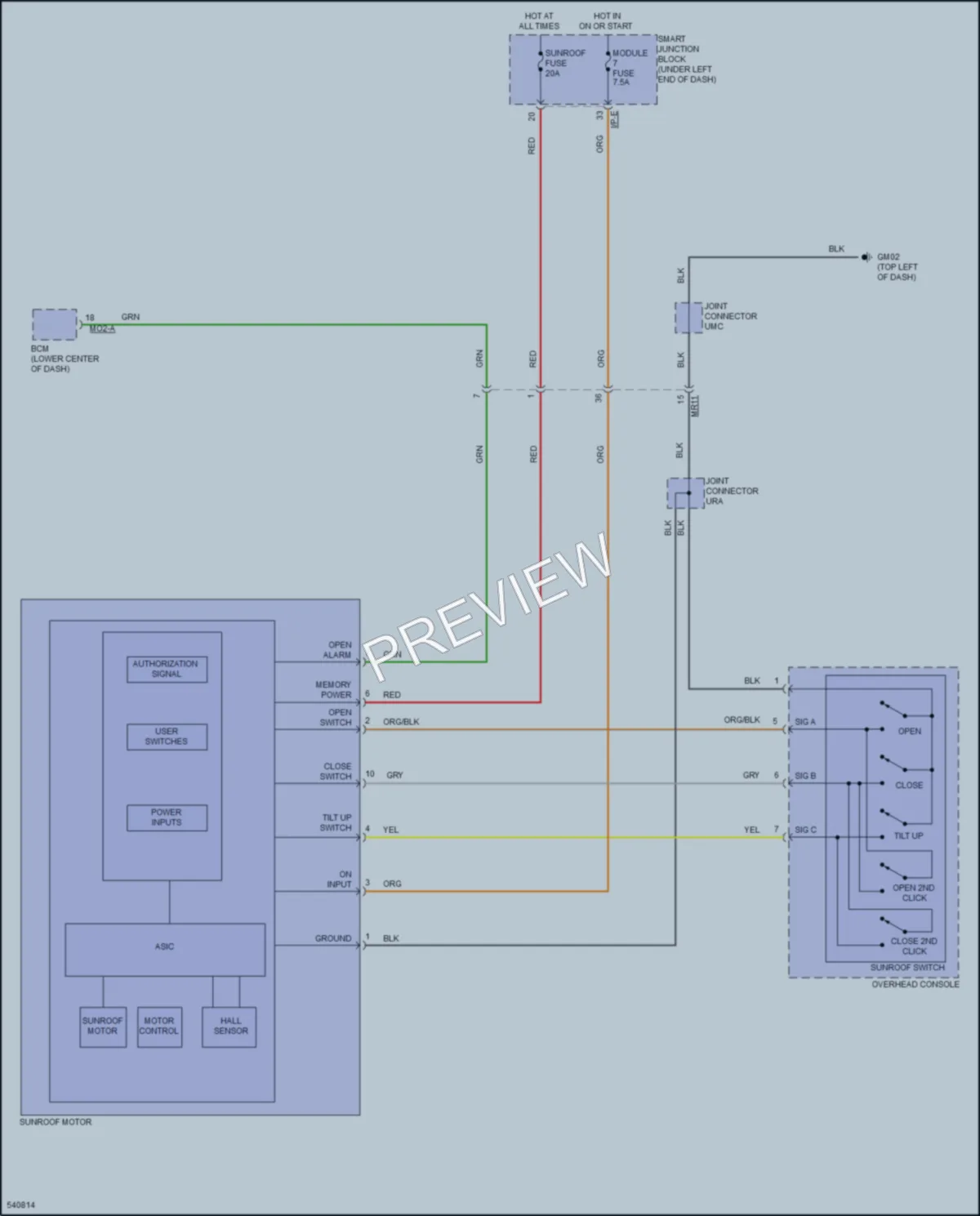 2017 Hyundai Elantra Power Top Sunroof wiring diagram preview
