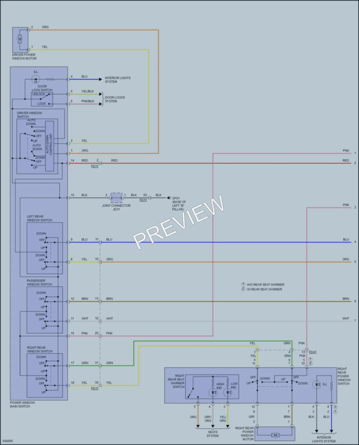2017 Hyundai Elantra Power Windows wiring diagram preview