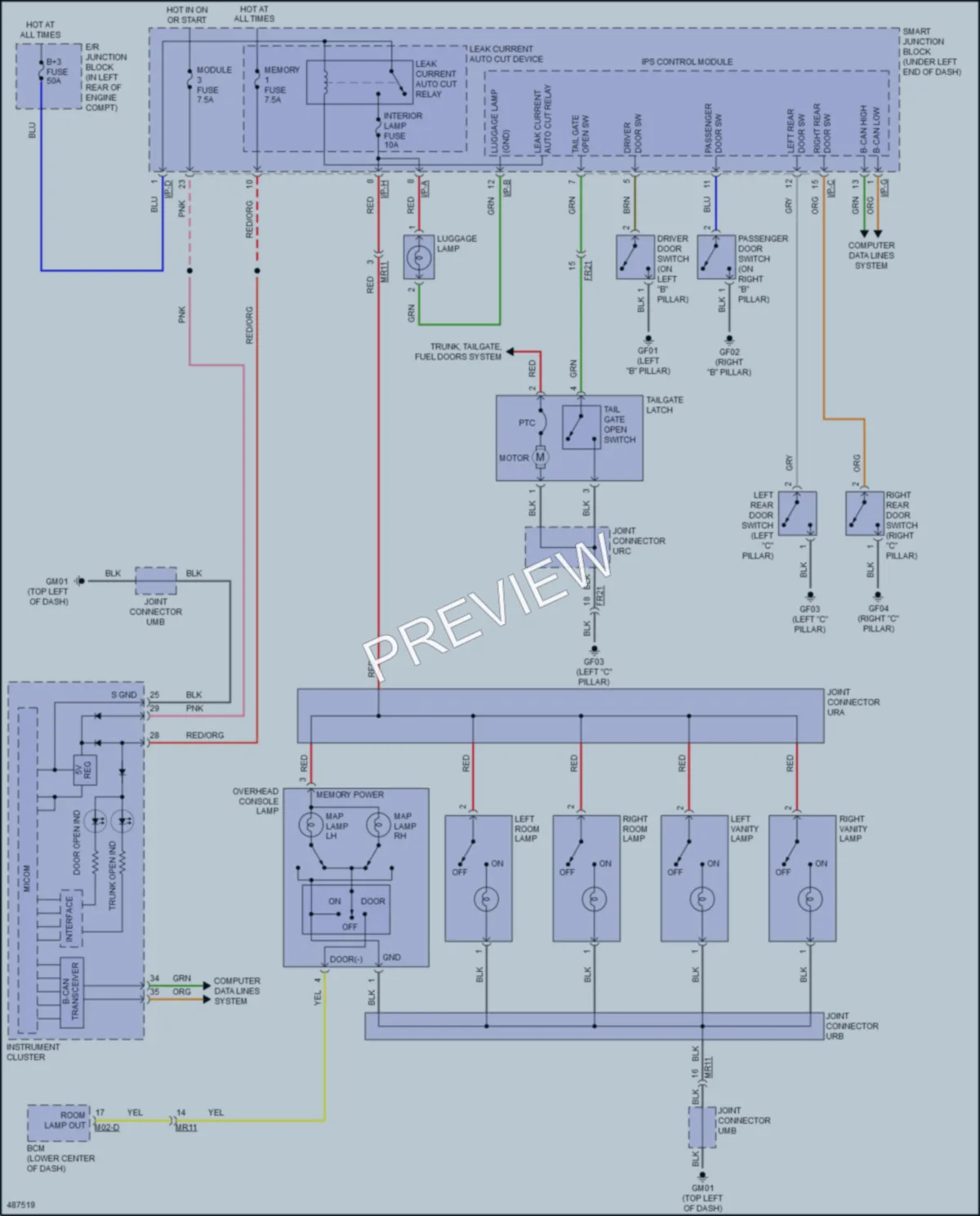 2017 Hyundai ElantraGT Interior Lights wiring diagram preview