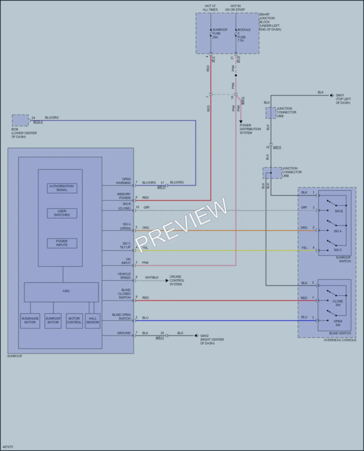 2017 Hyundai ElantraGT Power Top Sunroof wiring diagram preview