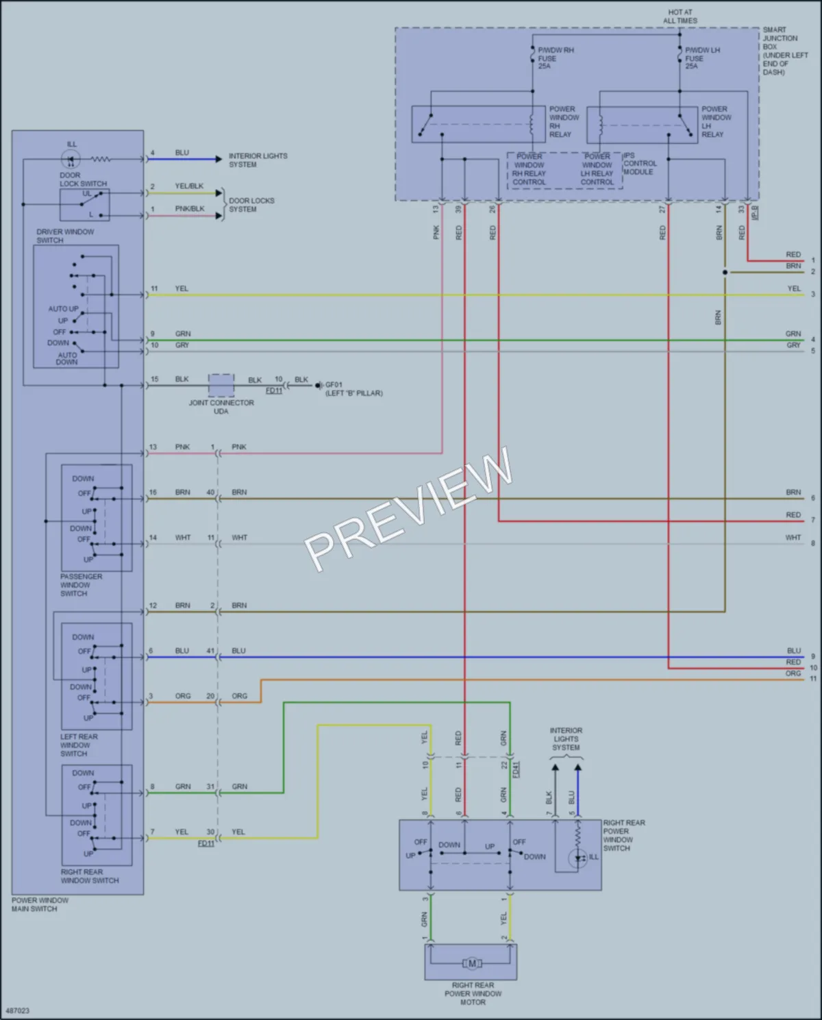 2017 Hyundai ElantraGT Power Windows wiring diagram preview