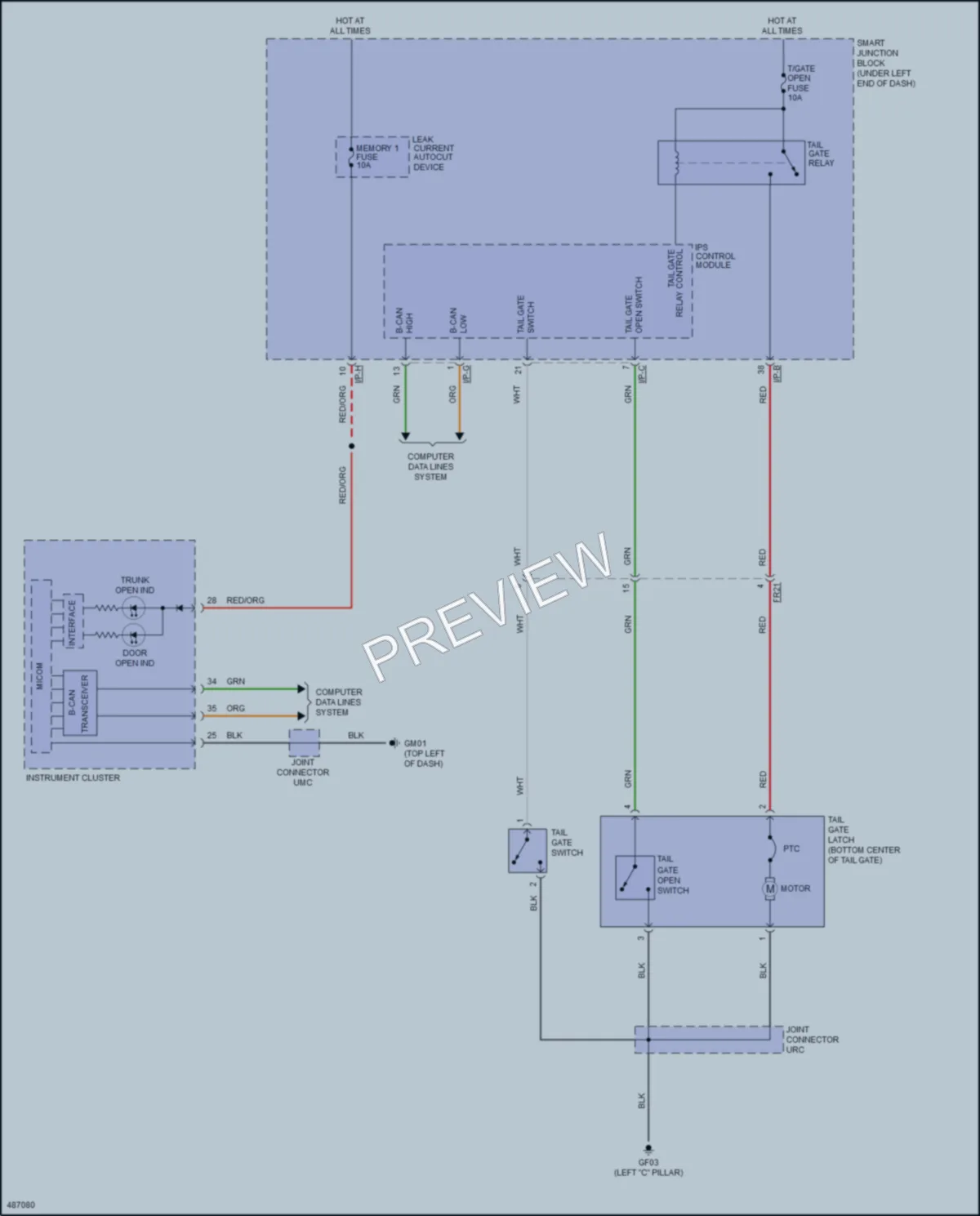 2017 Hyundai ElantraGT Trunk Tailgate Fuel Door wiring diagram preview