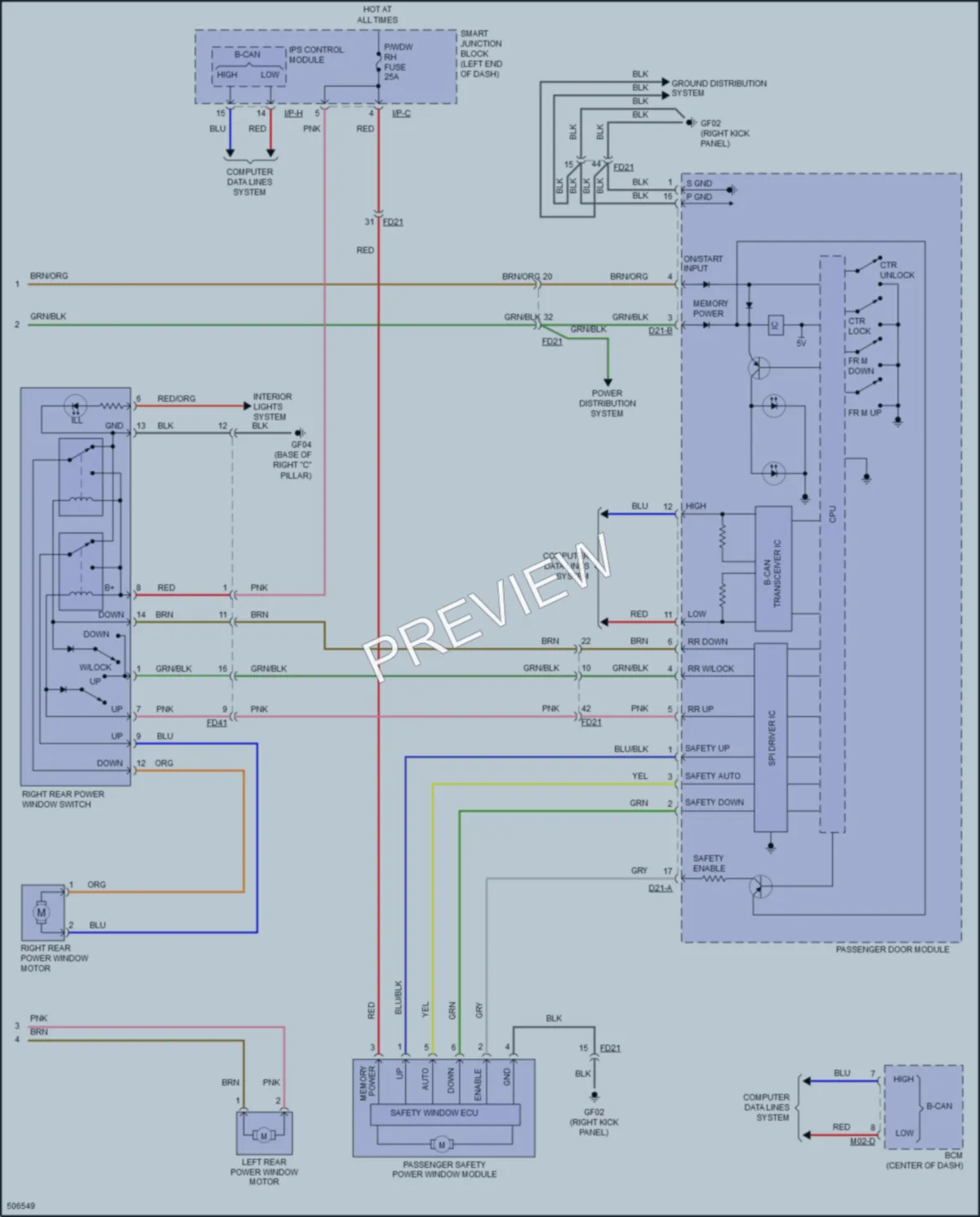 2017 Hyundai SantaFe Power Windows wiring diagram preview