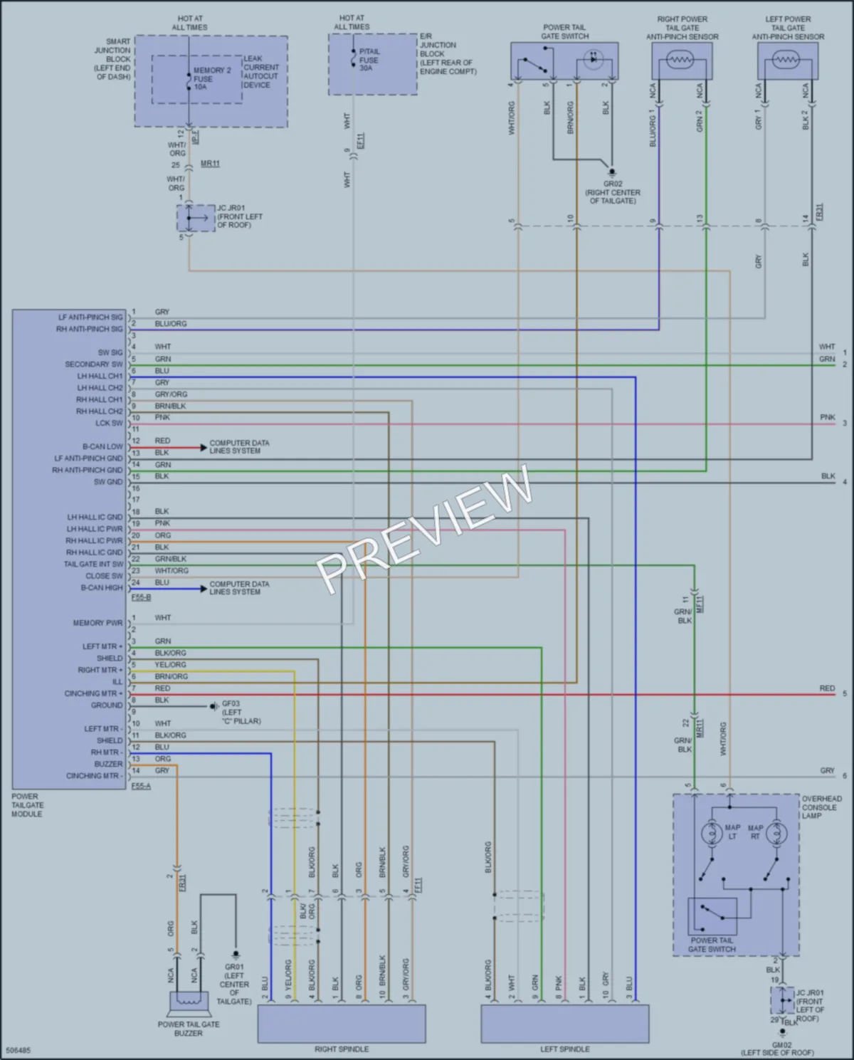 2017 Hyundai SantaFe Trunk Tailgate Fuel Door wiring diagram preview