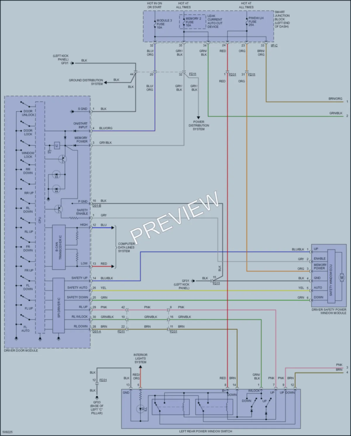 2017 Hyundai SantaFeSport Power Windows wiring diagram preview