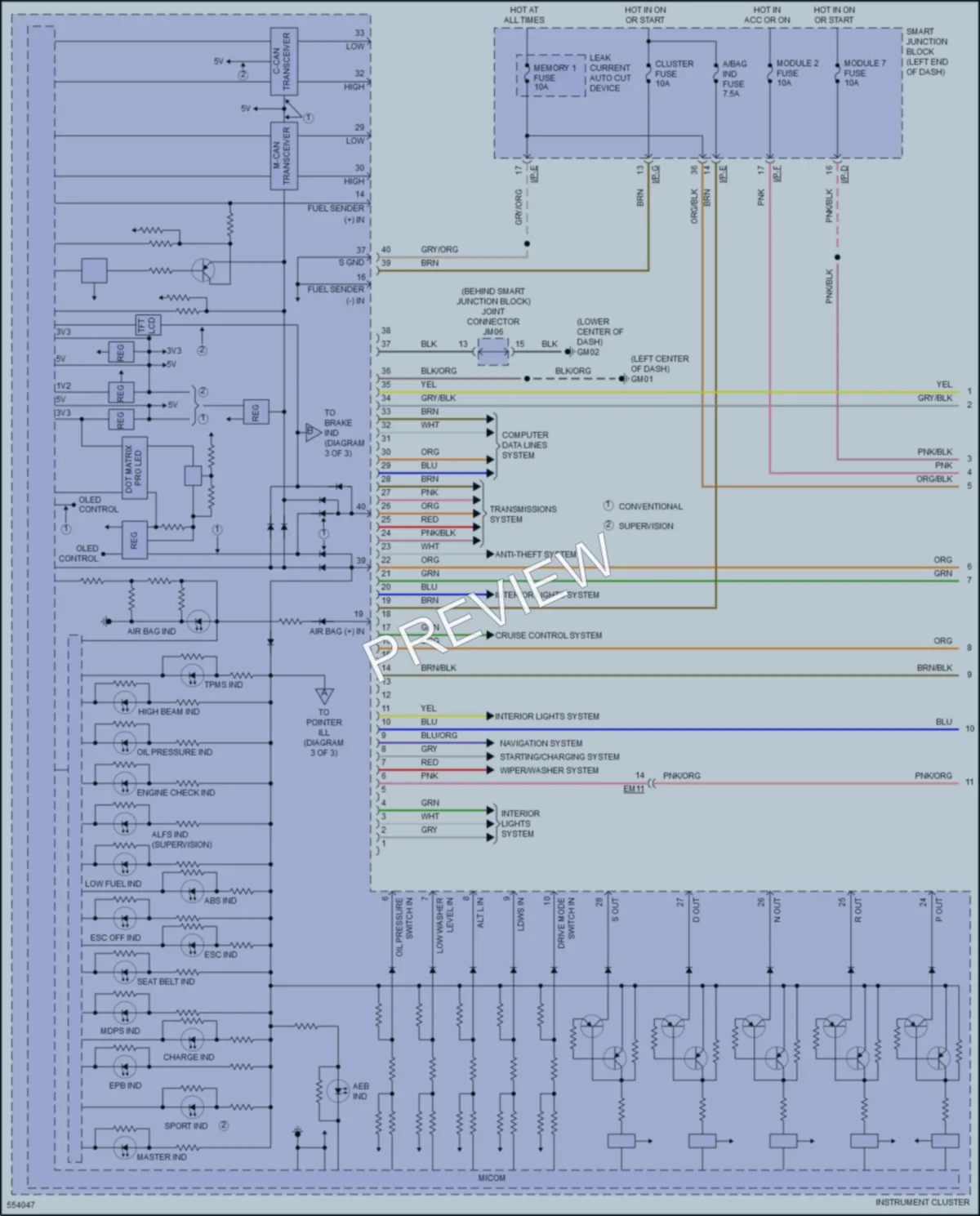 2017 Hyundai Sonata Instrument Cluster wiring diagram preview