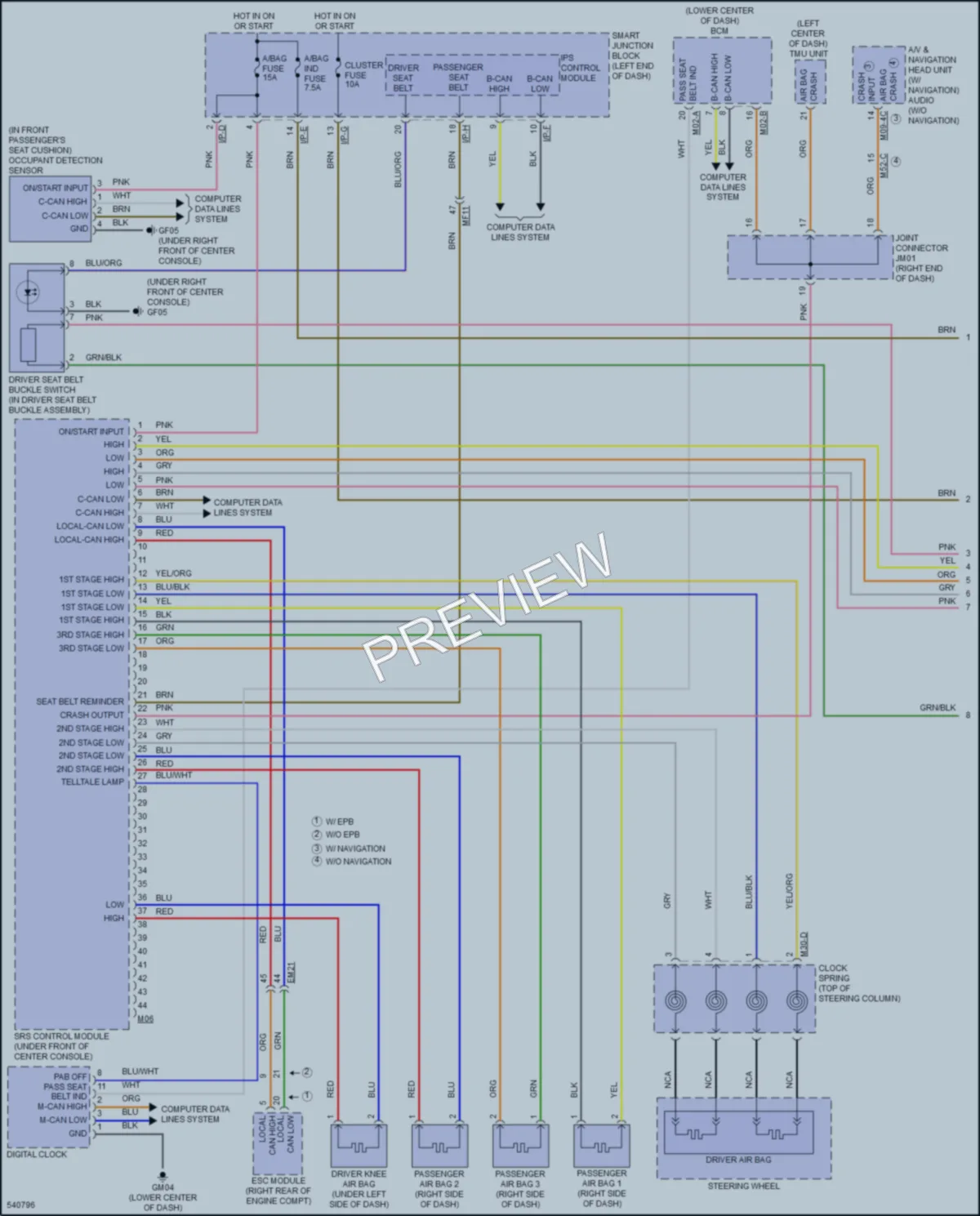2017 Hyundai SonataHybrid Supplemental Restraints wiring diagram preview