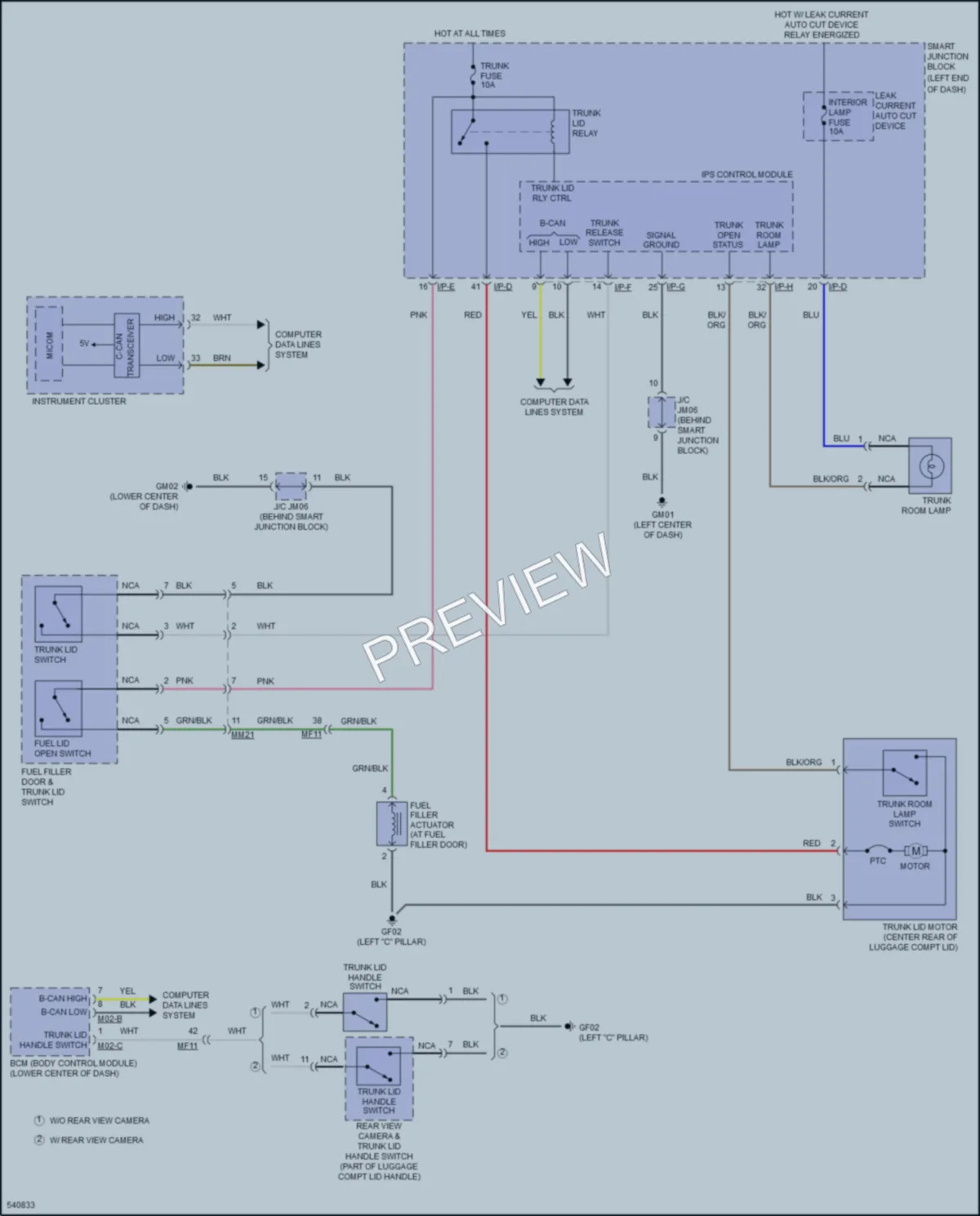 2017 Hyundai SonataHybrid Trunk Tailgate Fuel Door wiring diagram preview