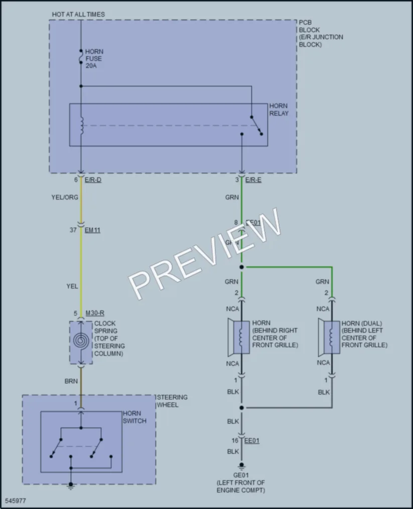 2017 Hyundai SonataPlugIn Horn wiring diagram preview