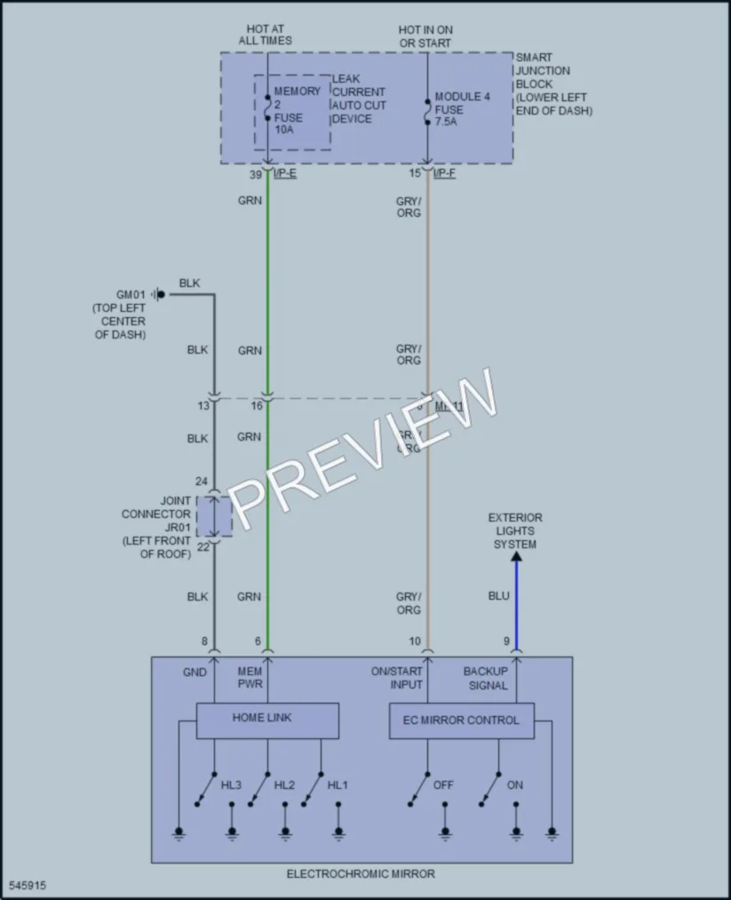 2017 Hyundai Tucson Power Mirrors wiring diagram preview