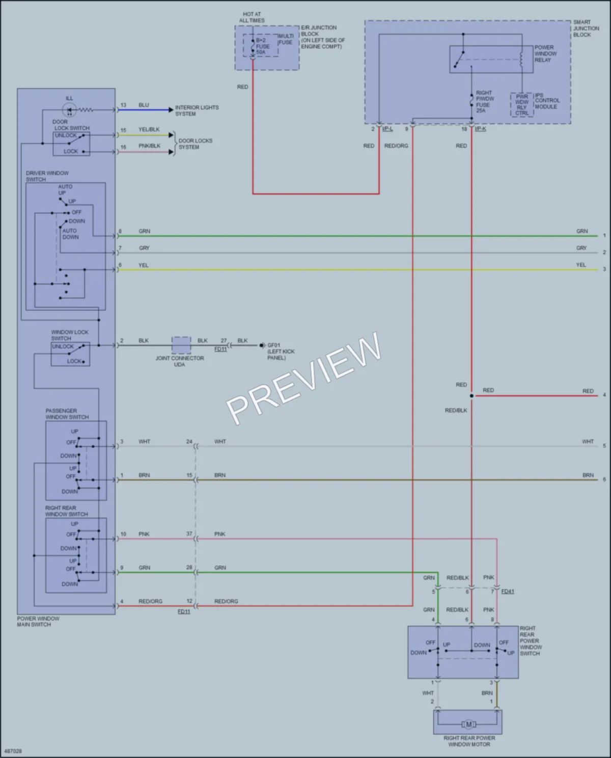 2017 Hyundai Veloster Power Windows wiring diagram preview