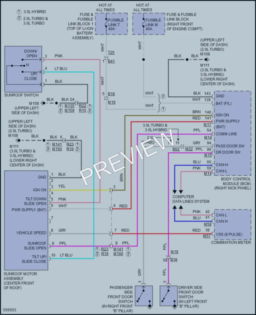 2017 Infiniti Q50 Power Top Sunroof wiring diagram preview