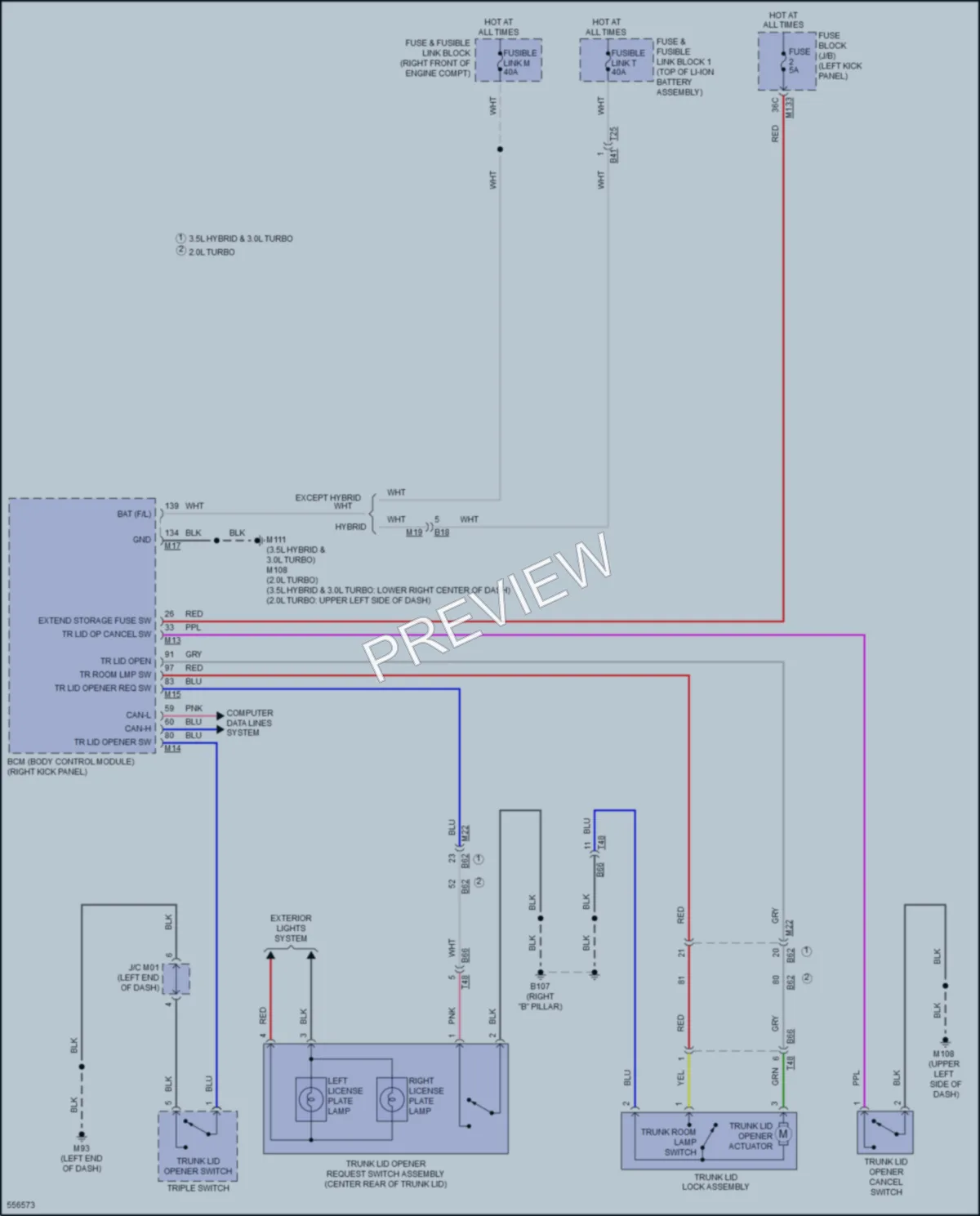 2017 Infiniti Q50Hybrid Trunk Tailgate Fuel Door wiring diagram preview