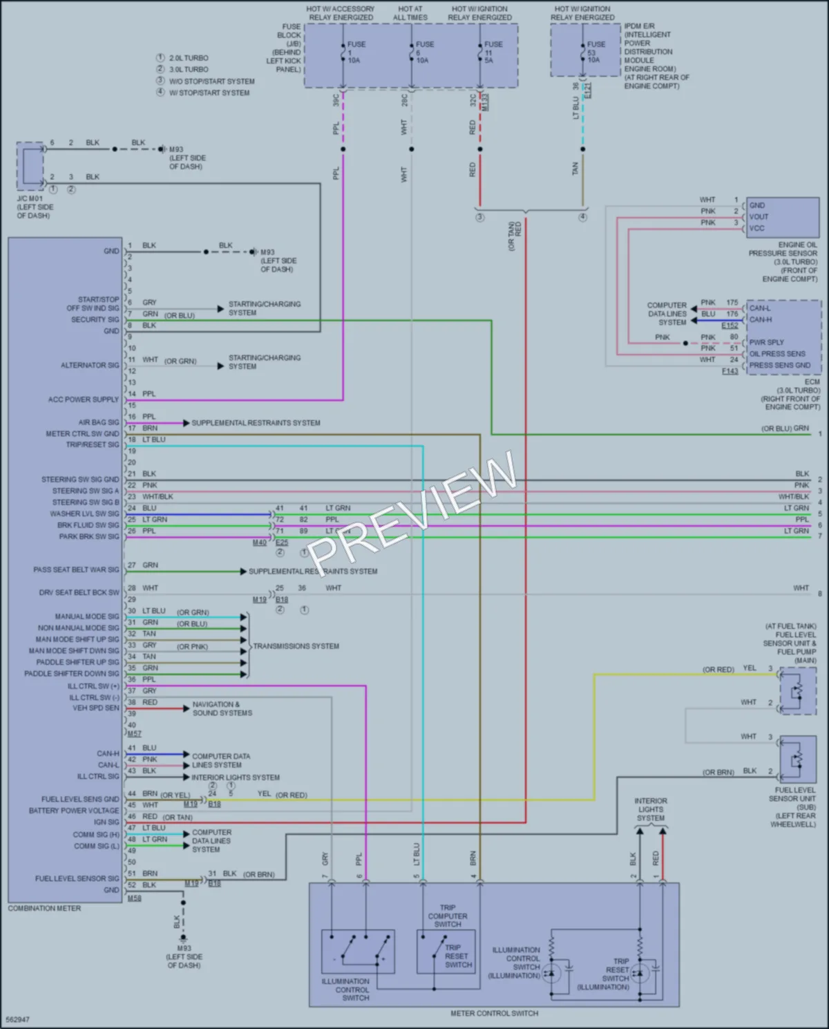 2017 Infiniti Q60 Instrument Cluster wiring diagram preview