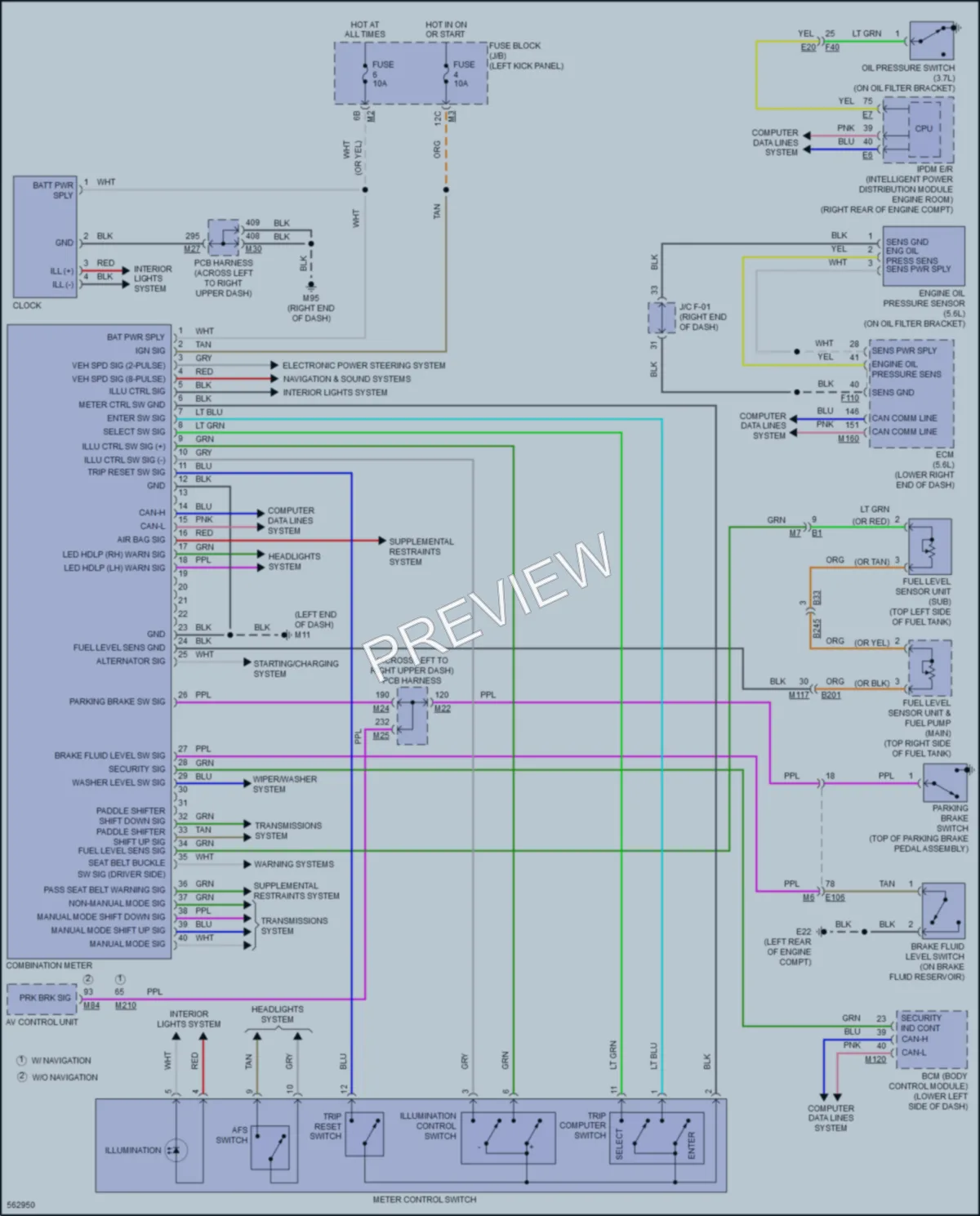 2017 Infiniti Q70 Instrument Cluster wiring diagram preview