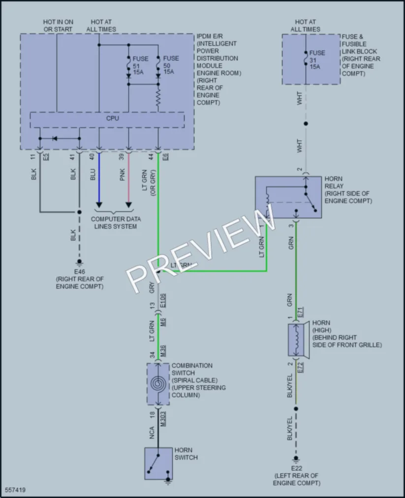 2017 Infiniti Q70Hybrid Horn wiring diagram preview