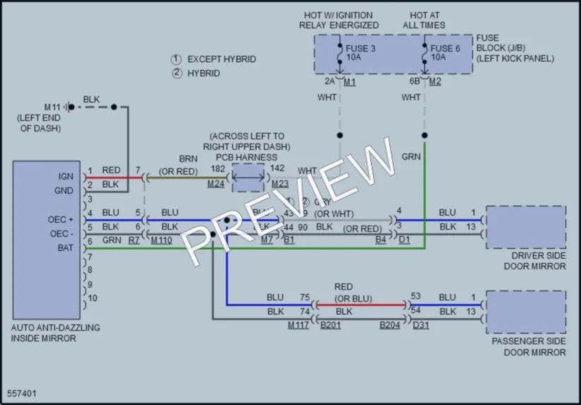 2017 Infiniti Q70Hybrid Power Mirrors wiring diagram preview
