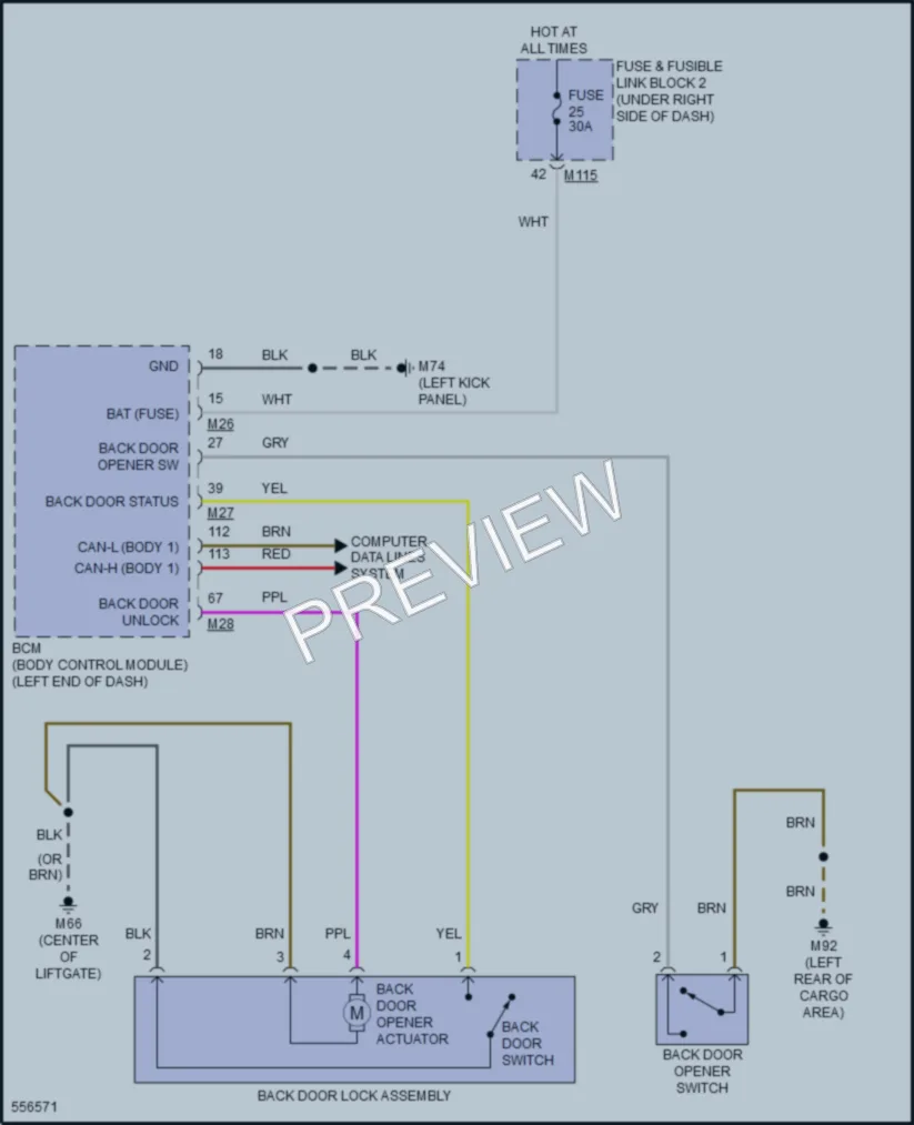 2017 Infiniti QX30 Trunk Tailgate Fuel Door wiring diagram preview