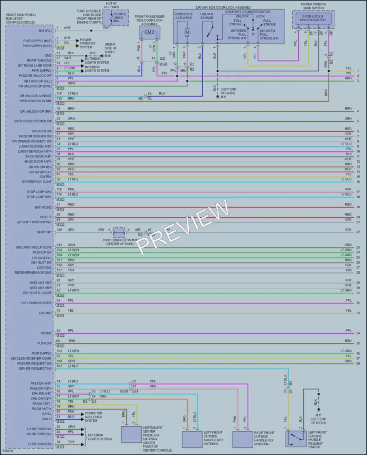 2017 Infiniti QX50 Power Door Locks wiring diagram preview