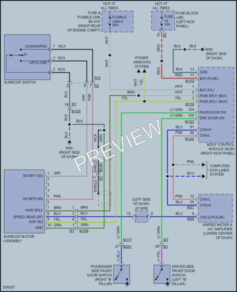 2017 Infiniti QX50 Power Top Sunroof wiring diagram preview