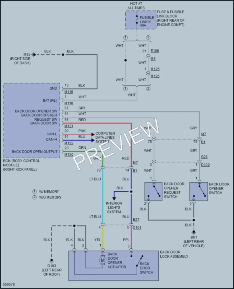 2017 Infiniti QX50 Trunk Tailgate Fuel Door wiring diagram preview