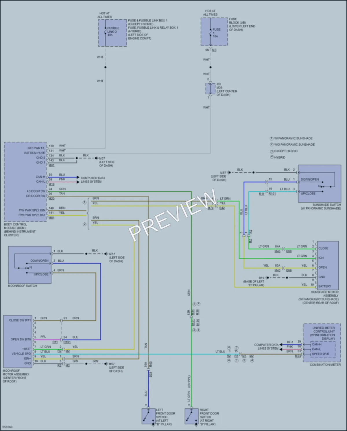 2017 Infiniti QX60Hybrid Power Top Sunroof wiring diagram preview