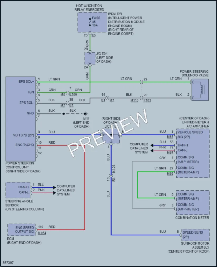 2017 Infiniti QX70 Electronic Power Steering wiring diagram preview