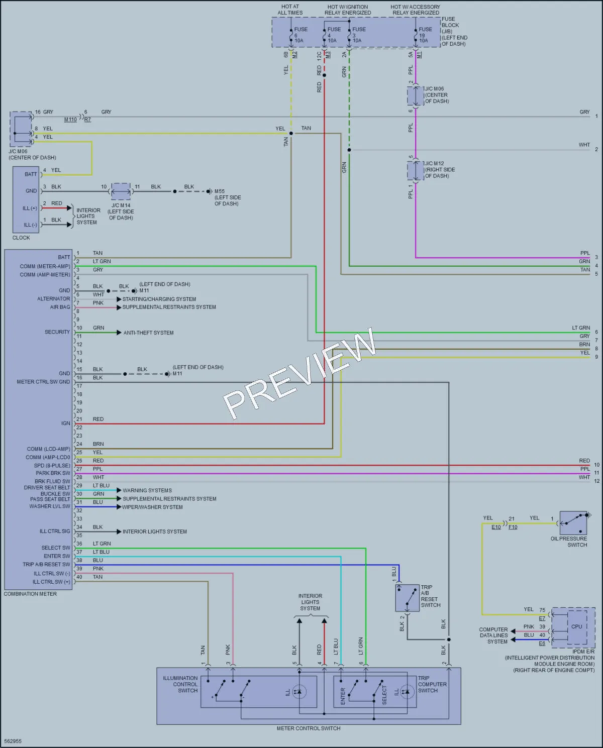 2017 Infiniti QX70 Instrument Cluster wiring diagram preview