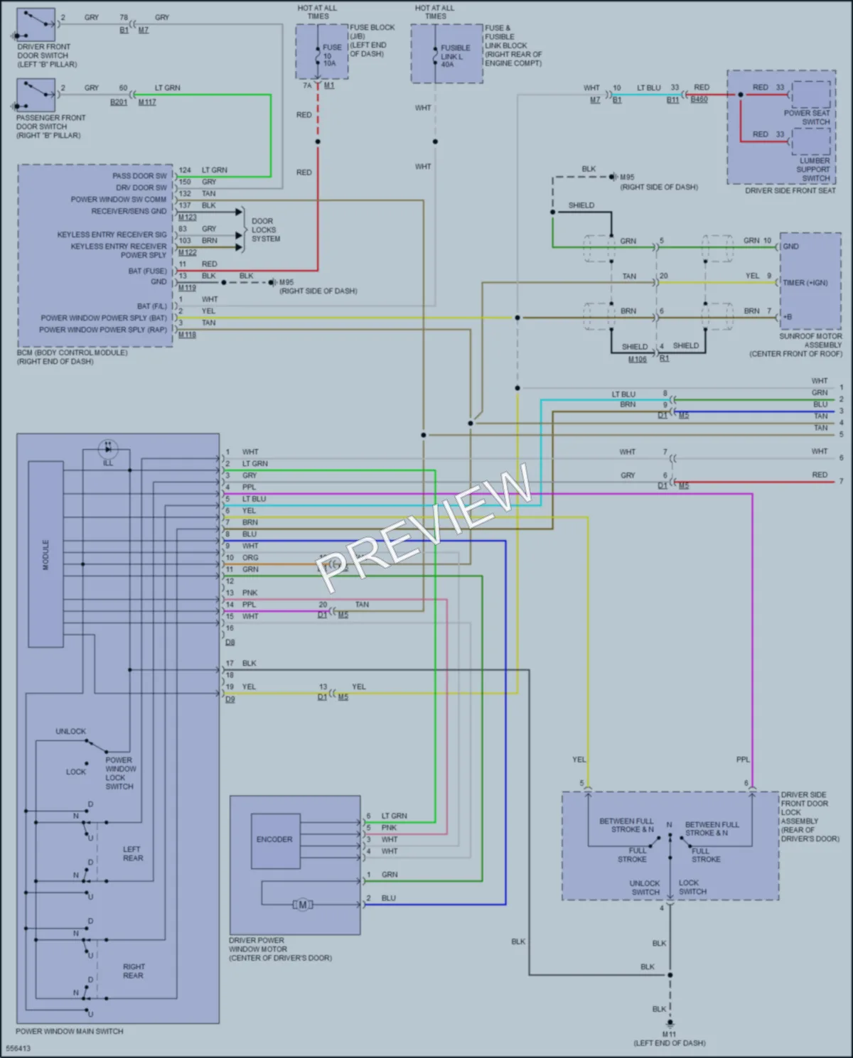 2017 Infiniti QX70 Power Windows wiring diagram preview