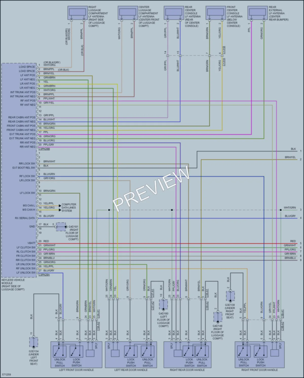 2017 Jaguar FPace Power Door Locks wiring diagram preview