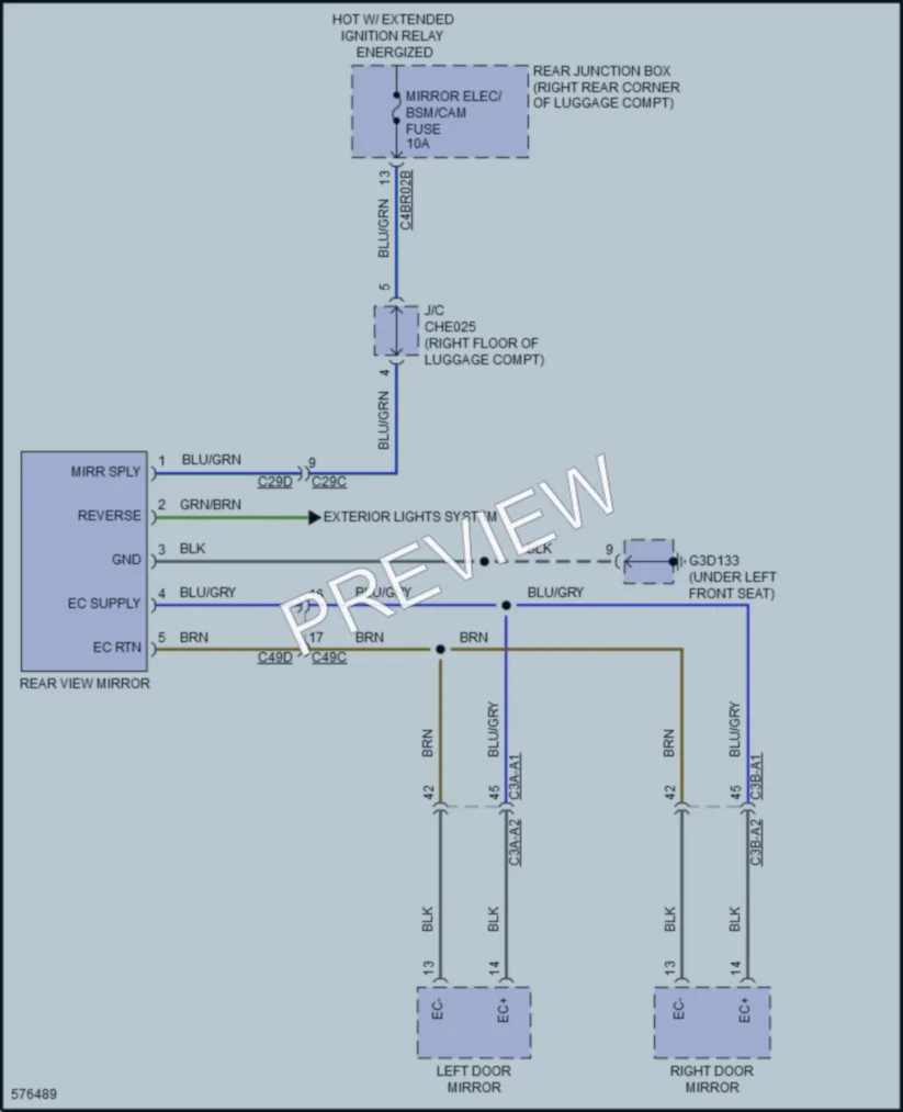 2017 Jaguar FPace Power Mirrors wiring diagram preview